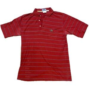 Rare Vintage IZOD x LACOSTE Crocodile Red/Blue Striped Polo Shirt 70s 80s Size L